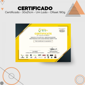 Certificado A4 Offset Offset 180g 21x30cm   Cantos Retos 