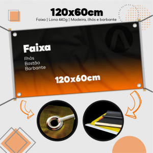 Faixa 120x60cm Lona Front Light 440g 120x60cm Impressão somente frente colorida - 4x0 Personalizado  